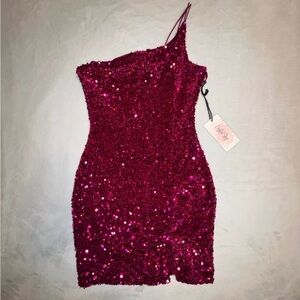 Crystal Sky Fuchsia Sequin Mini Dress